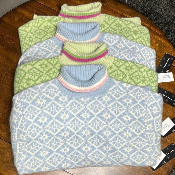 Neckworks  pullover 50 wool 40angora spring colors geometric design NWT. - Picture 1 of 17